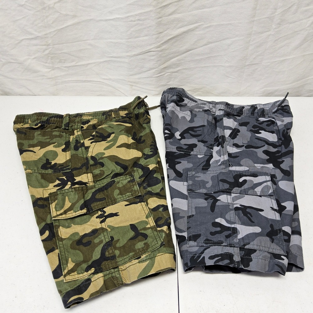 The Children's Place Cargo Shorts Kids‎ Size 10 Green Gray Camo 2-Pack Utility